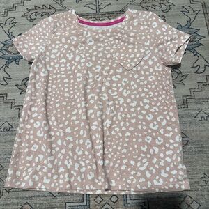 Girls Crown & Ivy Pink and White Leopard Print Kids Tee